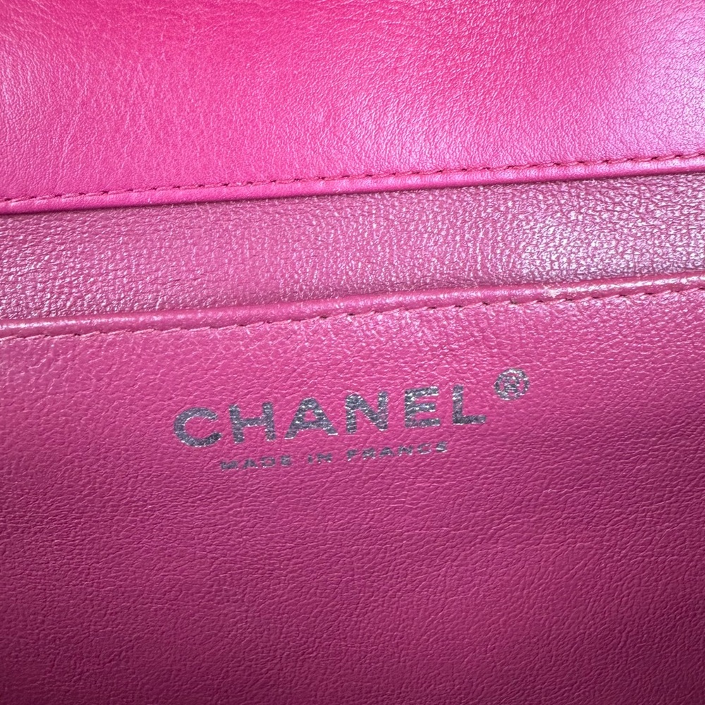 CHANEL Pink Quilted Patent Leather Flap Bag with Silver Hardware - Picture 8 of 10